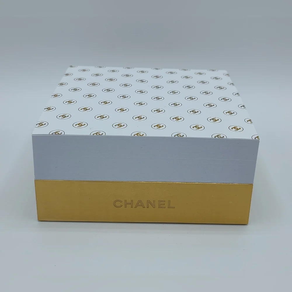 CHANEL Boutique Sticky Note Block Heavy Gold Base Luxury Desk Paper NIB